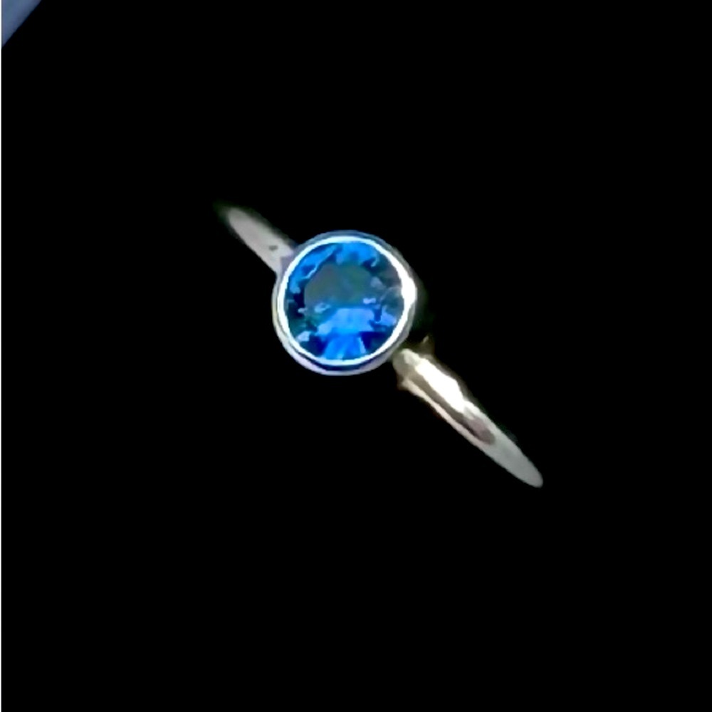 New bright Blue Spinel and solid Sterling Silver stacking Ring size 8.5 or 9 - Picture 2 of 8